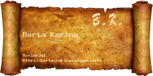Berta Karina névjegykártya